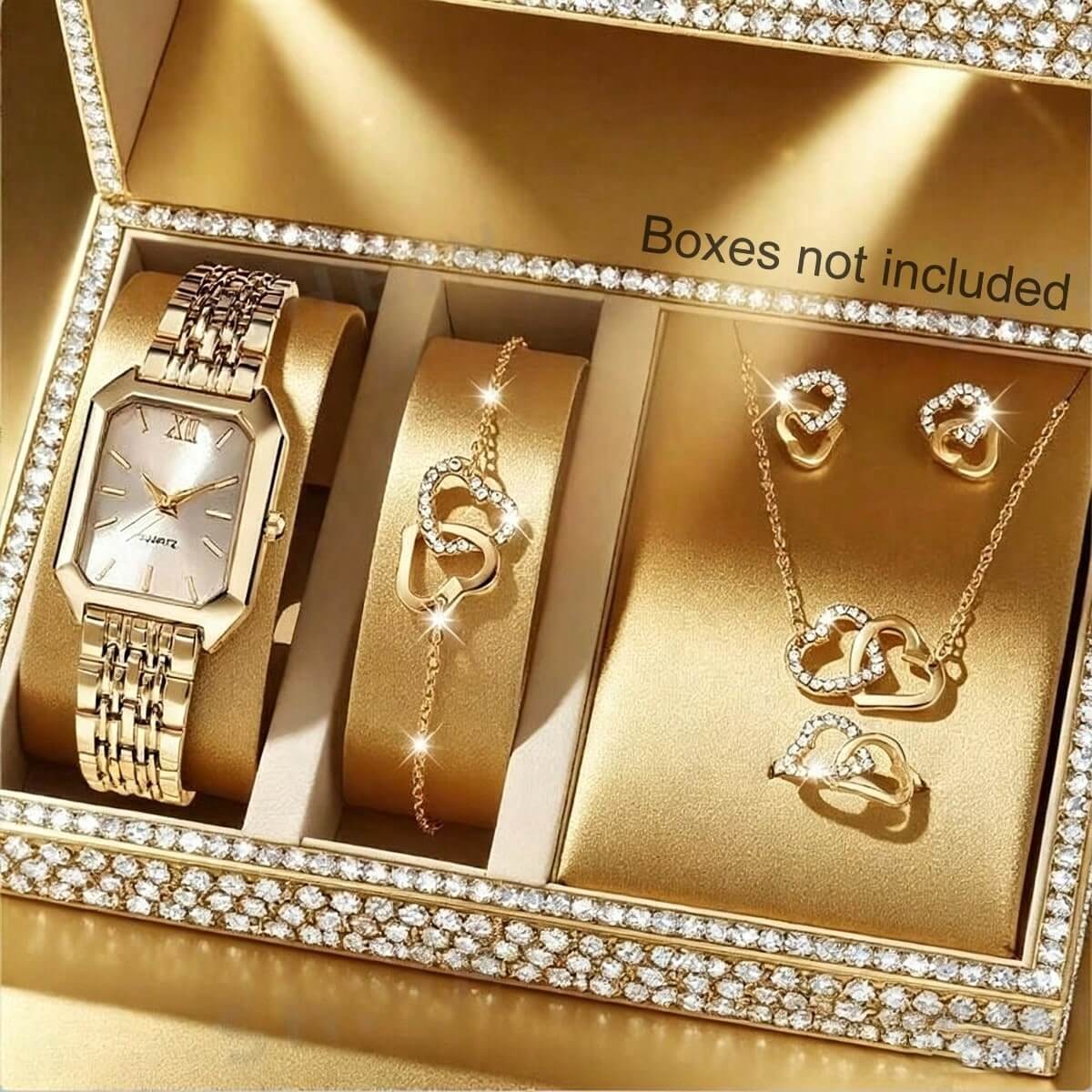 Ensemble Montre et Bijoux Pour Femme – Collection Doré Lumière™