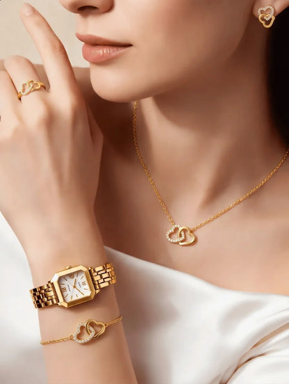 Ensemble Montre et Bijoux Pour Femme – Collection Doré Lumière™